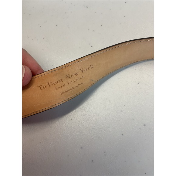 To Boot New York Brown Size 40 Leather Men's Belt Silver Buckle Handmade Italy - Picture 2 of 9